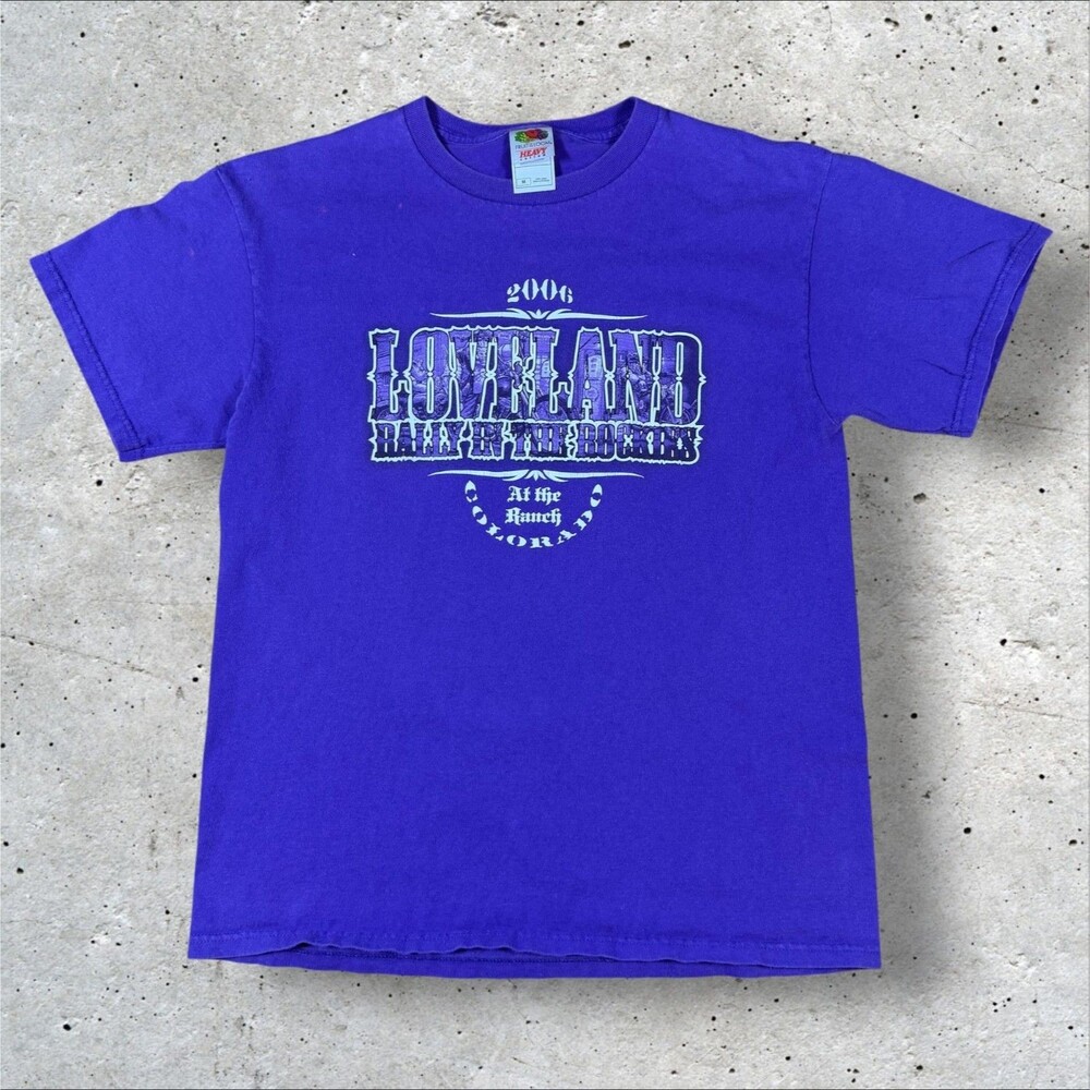 Vintage 2006 Loveland Rally in the Rockies Motorcycle Biker Shirt Mens M Purple